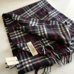 Men’s Navy Check Cashmere Scarf